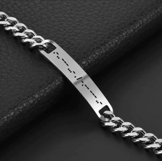 Personalised Morse Code Men's Engraved Bracelet