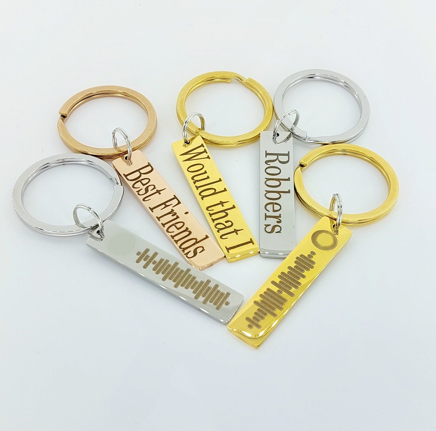 Scanable Love Song Code- Love Symbols Engraved, High Quality Stainless Steel keyring, Engraved KeyRing, Drive Safe KeyRing, Couple Key Ring
